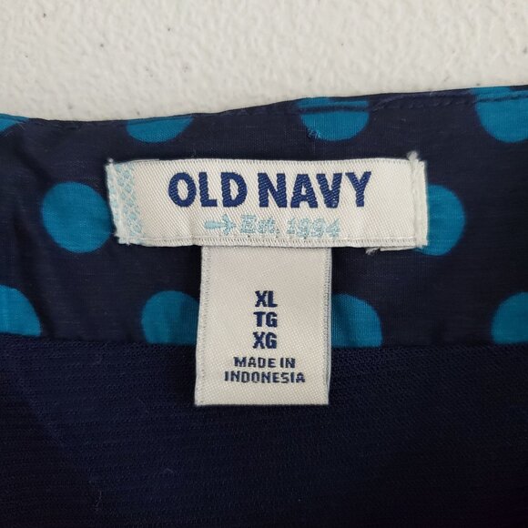 Old Navy Womens Two Tone Blue Polka Dot 3/4 Sleeve Shift Dress Size XL Career - Picture 3 of 8